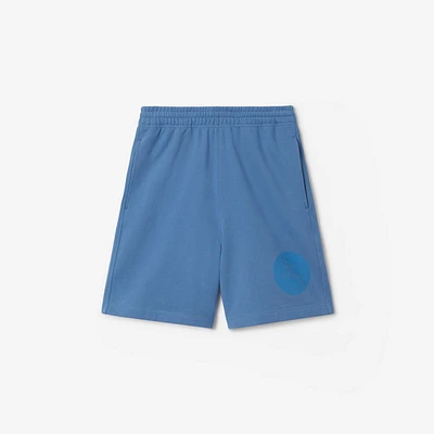 EKD Badge Cotton Shorts in Pool - Men | Burberry® Official