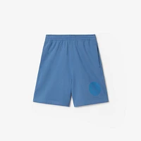 EKD Badge Cotton Shorts in Pool - Men | Burberry® Official