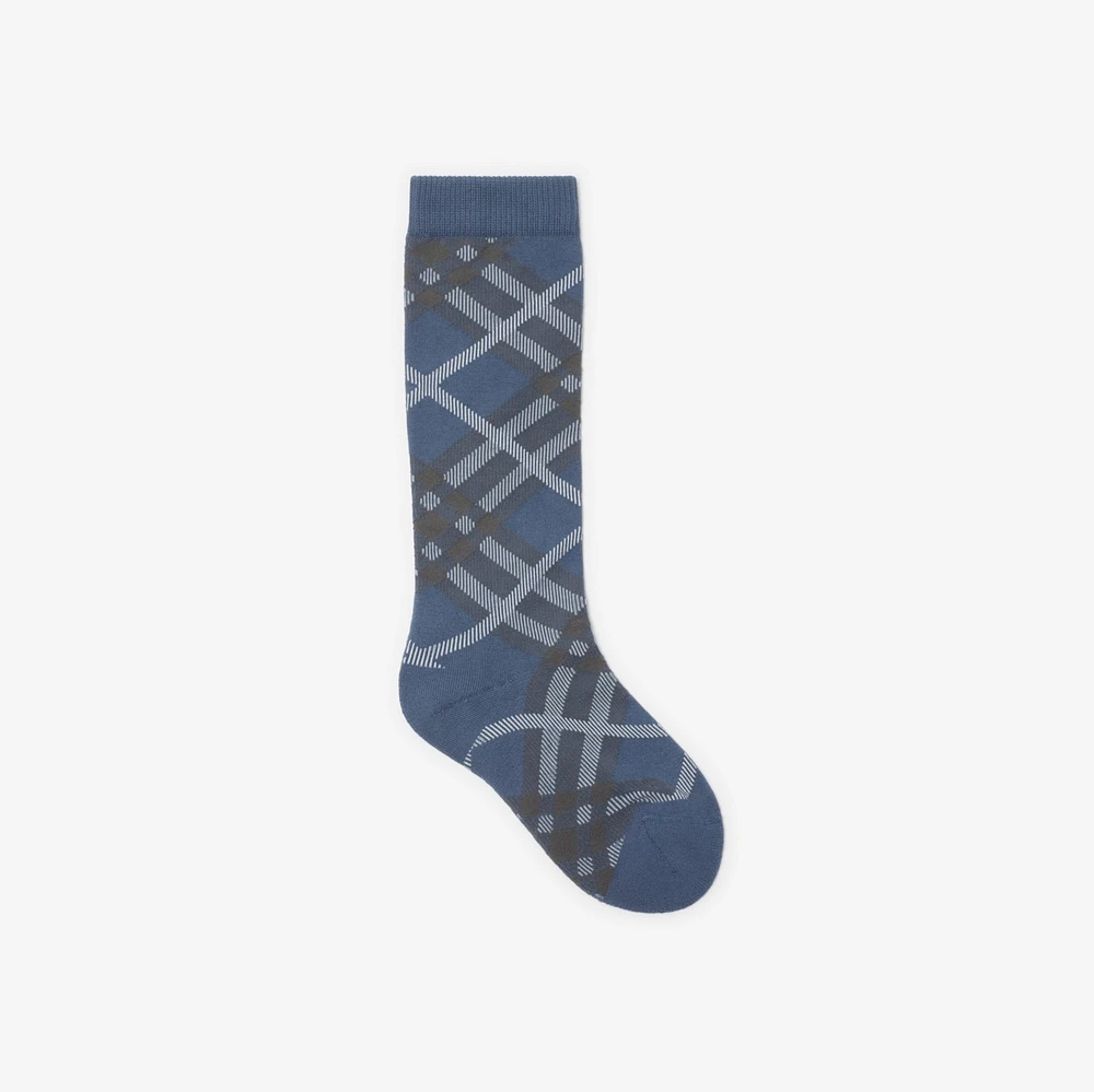 Check Cotton Blend Socks in Pewter | Burberry® Official