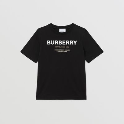 Horseferry Print Cotton T-shirt Black | Burberry® Official