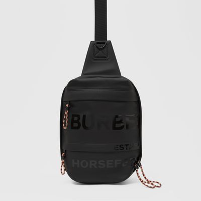 Horseferry Print Coated Canvas Backpack in Black - Men | Burberry® Official