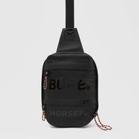 Horseferry Print Coated Canvas Backpack in Black - Men | Burberry® Official