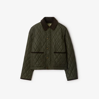 Cropped Quilted Nylon Jacket in Shale/brush - Women | Burberry® Official