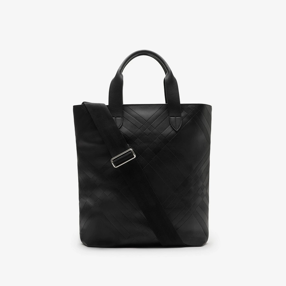 Embossed Check Tote in Black - Men | Burberry® Official