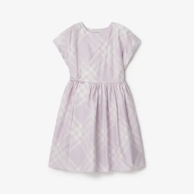 Check Cotton Dress in Pastel lilac | Burberry® Official