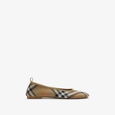 Check Knit Baby Ballerinas in Sand - Women | Burberry® Official