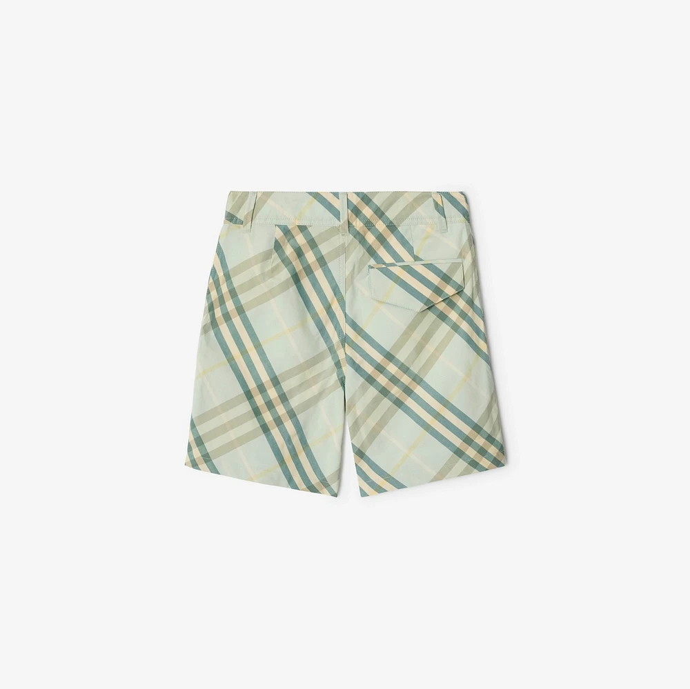 Check Cotton Shorts in Breeze | Burberry® Official