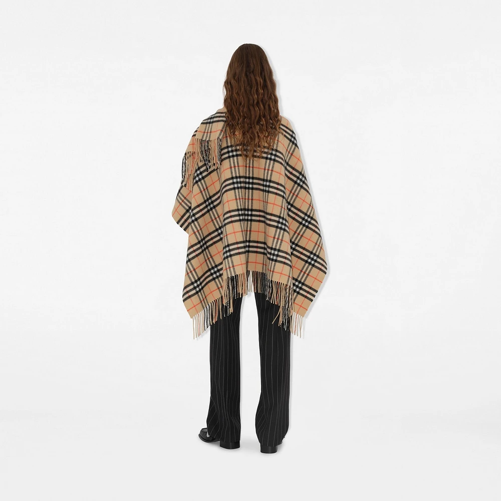 Check Wool Cashmere Cape in Sand | Burberry® Official