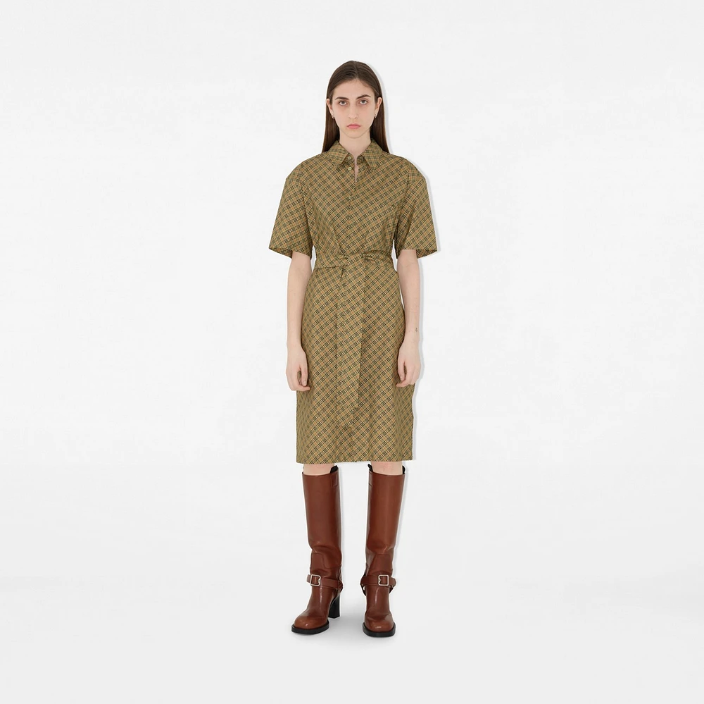 Check Cotton Shirt Dress in Light sage - Women | Burberry® Official
