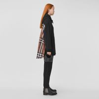 Check Panel Cotton Oversized Hoodie Black - Women | Burberry® Official