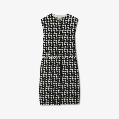 Houndstooth Nylon Blend Dress in Black - Women, Technical | Burberry® Official