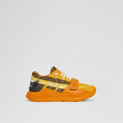 Check Nylon Sneakers Bright Yellow - Women | Burberry® Official