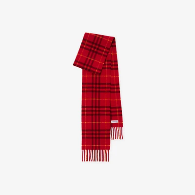 Narrow Check Cashmere Scarf in Currant | Burberry® Official