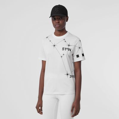 Constellations Print Cotton T-shirt White - Women | Burberry® Official