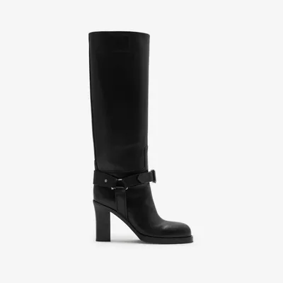 Leather Stirrup High Boots in Black - Women | Burberry® Official
