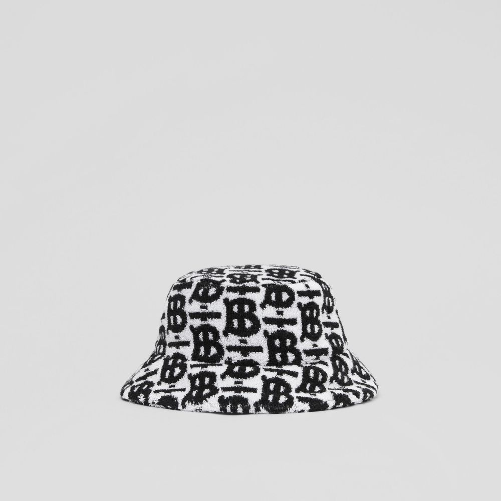 Monogram Cotton Jacquard Bucket Hat Black/white | Burberry® Official