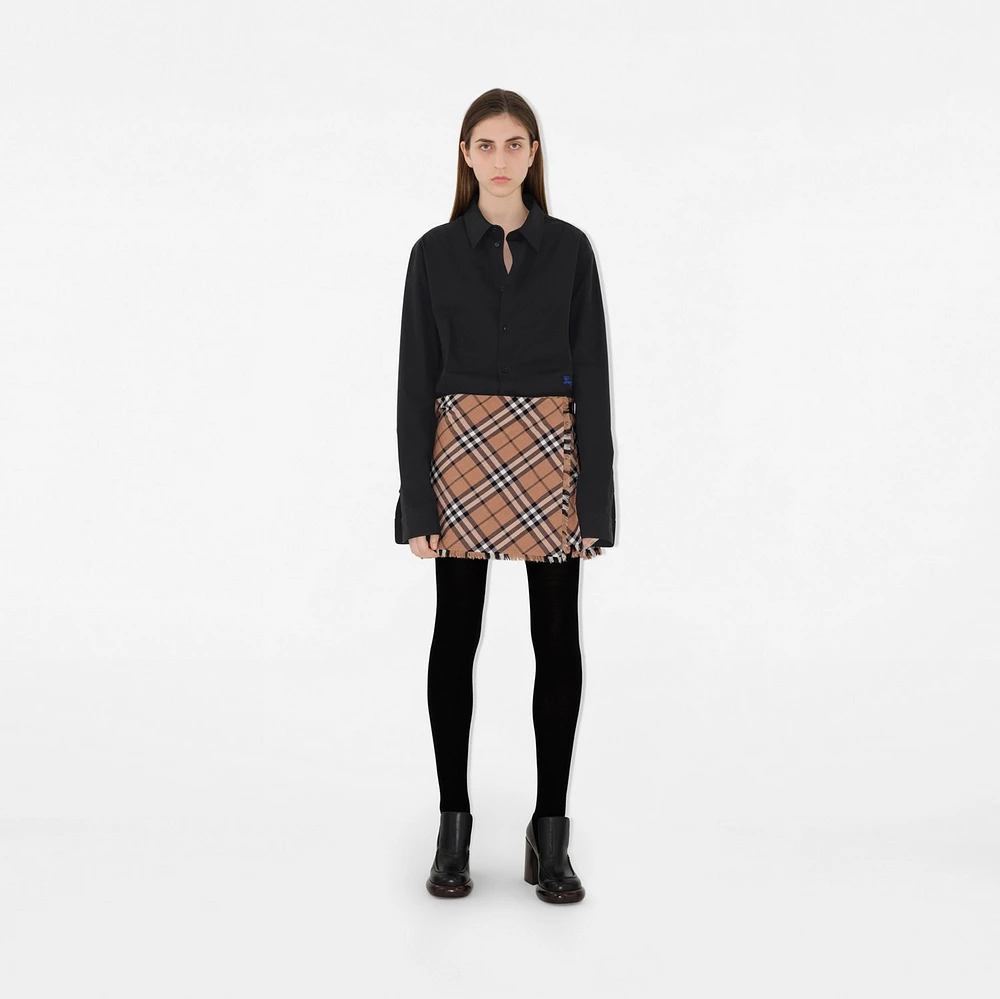 Check Wool Blend Mini Kilt in Linden - Women, Technical | Burberry® Official