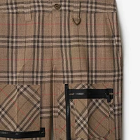 Check Silk Blend Cargo Trousers in Brush - Men | Burberry® Official