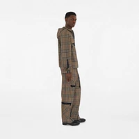 Check Silk Blend Cargo Trousers in Brush - Men | Burberry® Official