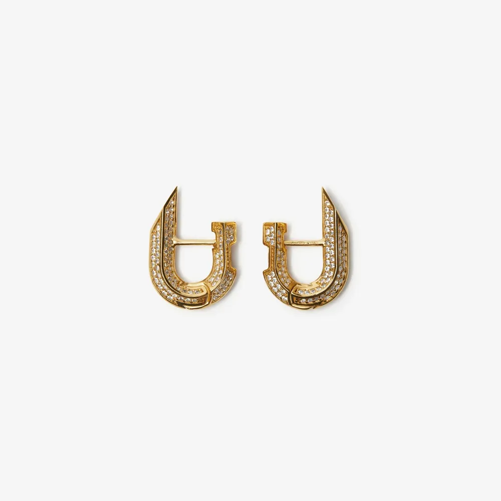 Hollow Spike Pavé Earrings in Gold/clear - Women | Burberry® Official