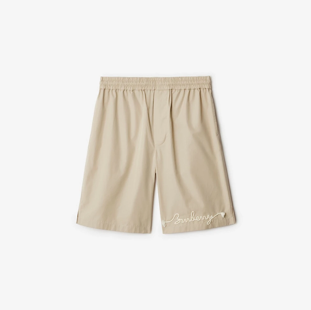 Knot Logo Cotton Shorts in Fossil - Men | Burberry® Official