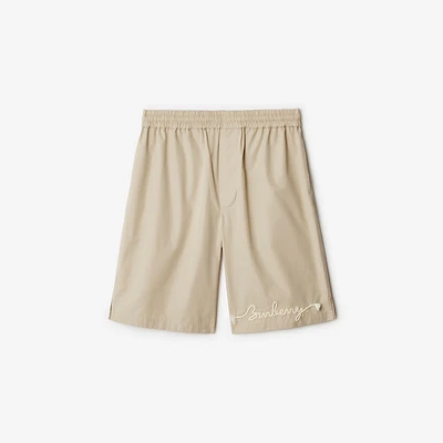 Knot Logo Cotton Shorts in Fossil - Men | Burberry® Official