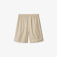 Knot Logo Cotton Shorts in Fossil - Men | Burberry® Official