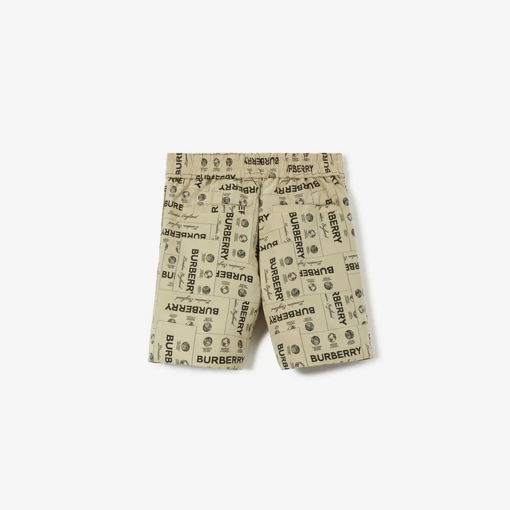 Label Nylon Blend Shorts in Archive Beige