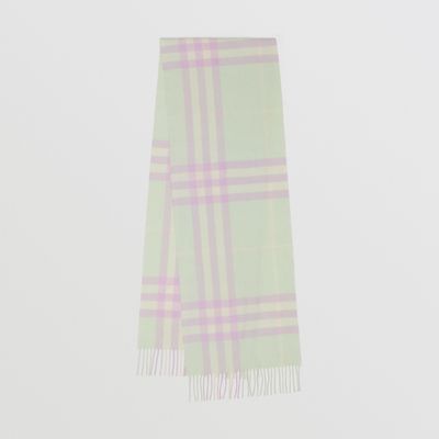 The Classic Check Cashmere Scarf in Soft Pistachio | Burberry® Official
