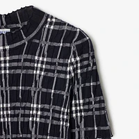 Check Wool Blend Top in Ink/chalk - Women | Burberry® Official