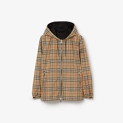 Reversible Check Hooded Jacket in Archive beige - Men | Burberry® Official
