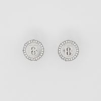 Crystal Detail Palladium-plated Monogram Motif Earrings in Palladio/crystal - Women | Burberry® Official