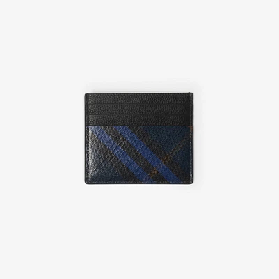 Tall Check Card Case in Midnight - Men, Cotton, Linen | Burberry® Official