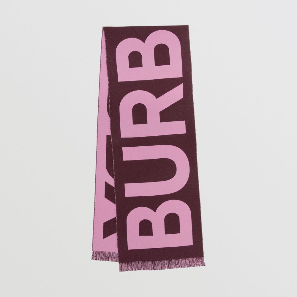 Logo Wool Jacquard Scarf in Burgundy/bubblegum | Burberry® Official
