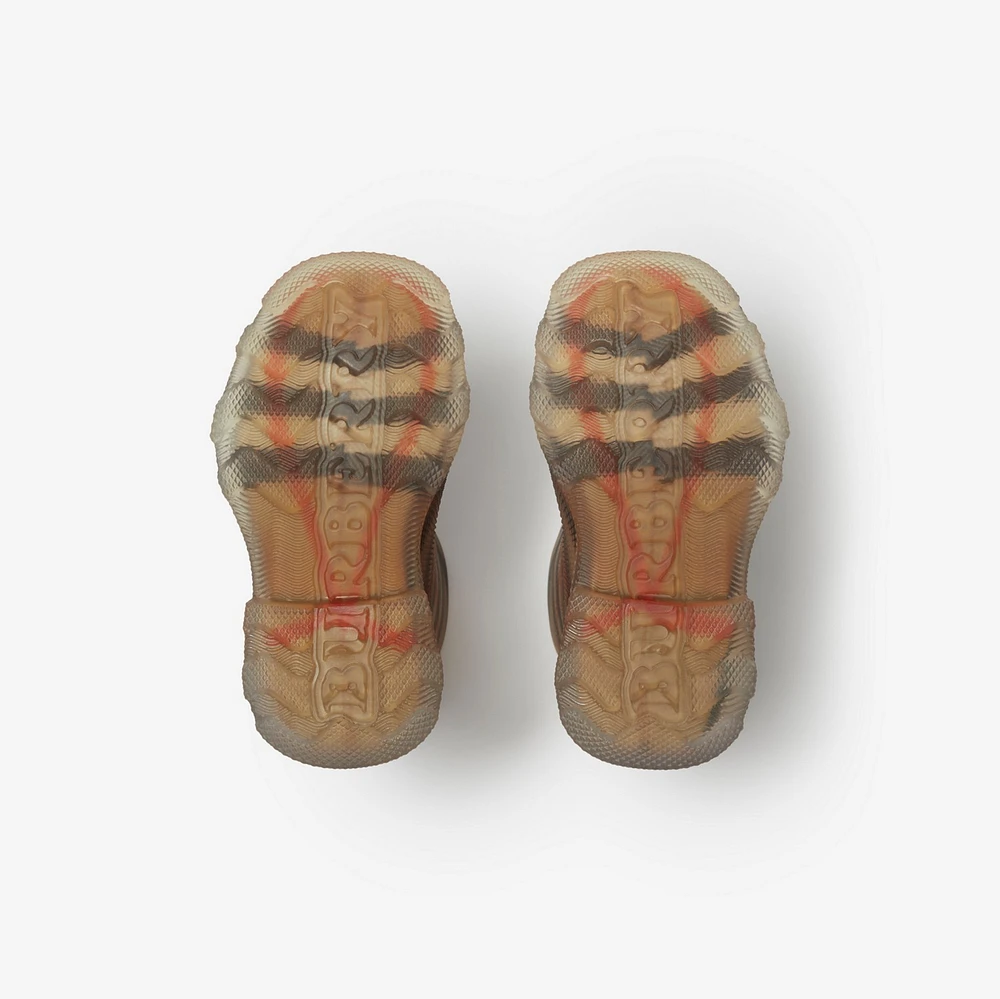 Check Rubber Marsh High Boots in Sand 15/3 Update Tab 1 - Children | Burberry® Official