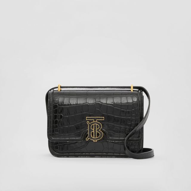 Shop Burberry TB Alligator-Embossed Leather Pouch