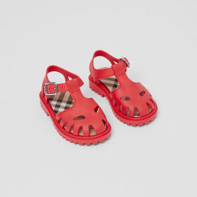Vintage Check-lined Rubber Sandals Bright Red - Children | Burberry® Official