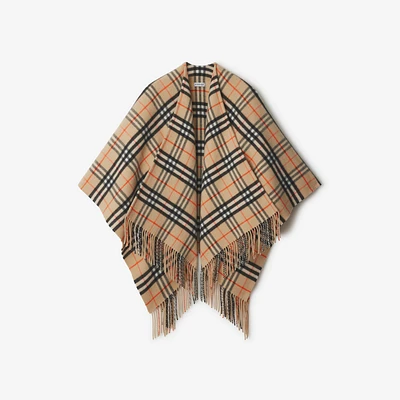 Check Wool Cashmere Cape in Sand | Burberry® Official