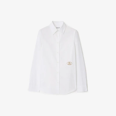 Slim Fit Cotton Poplin Shirt in White - Women | Burberry® Official