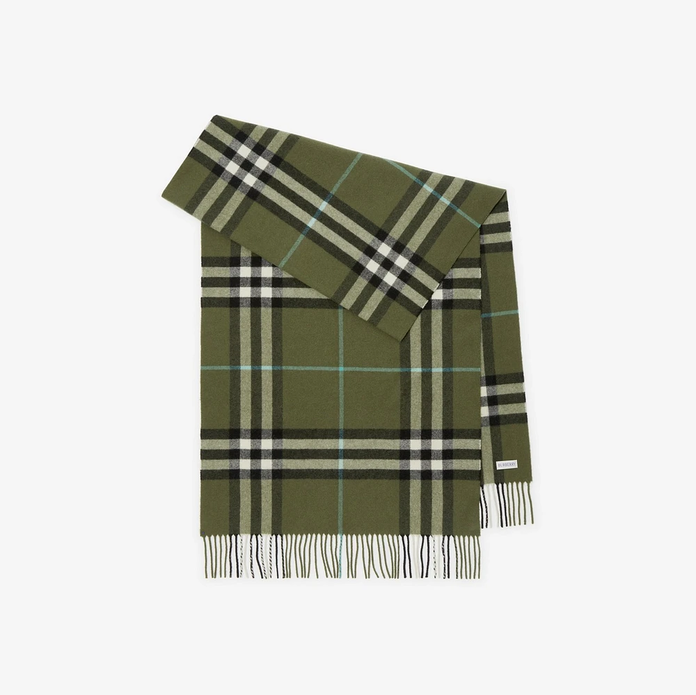 Wide Check Cashmere Scarf in Shrub | Burberry® Official