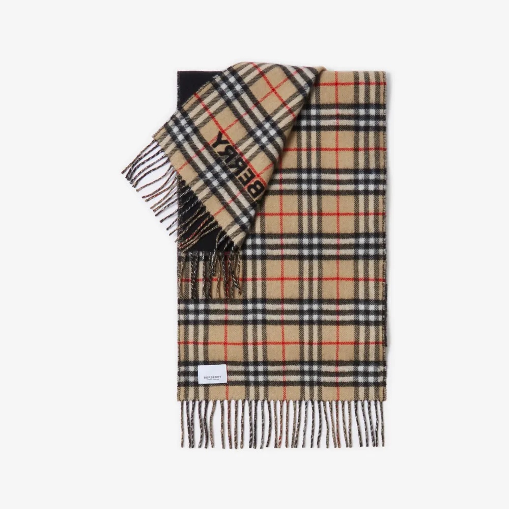 Reversible Check Cashmere Scarf in Archive beige/ | Burberry® Official