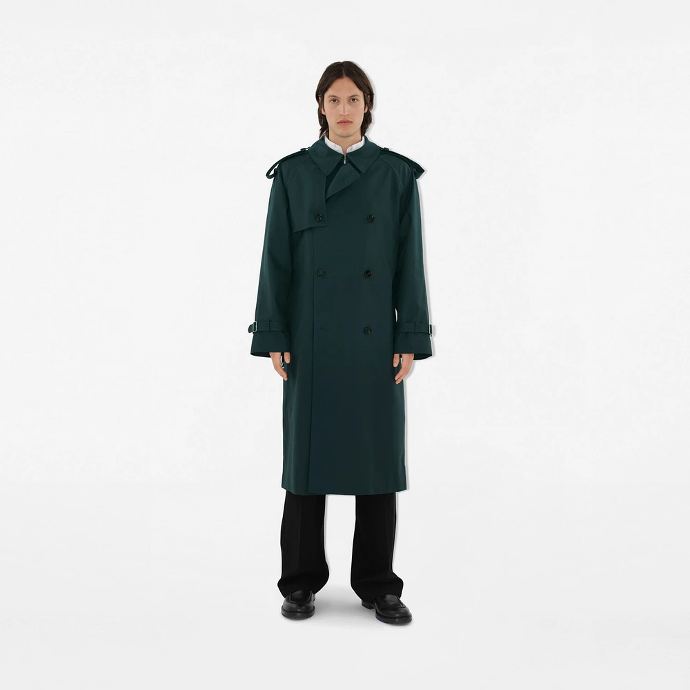 Long Cotton Blend Trench Coat in Anchor - Men | Burberry® Official