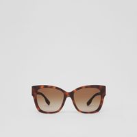 Monogram Motif Square Frame Sunglasses in Dark Tortoise Amber - Women | Burberry® Official