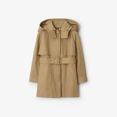 Cotton Hooded Trench Coat in Sand | Burberry® Official