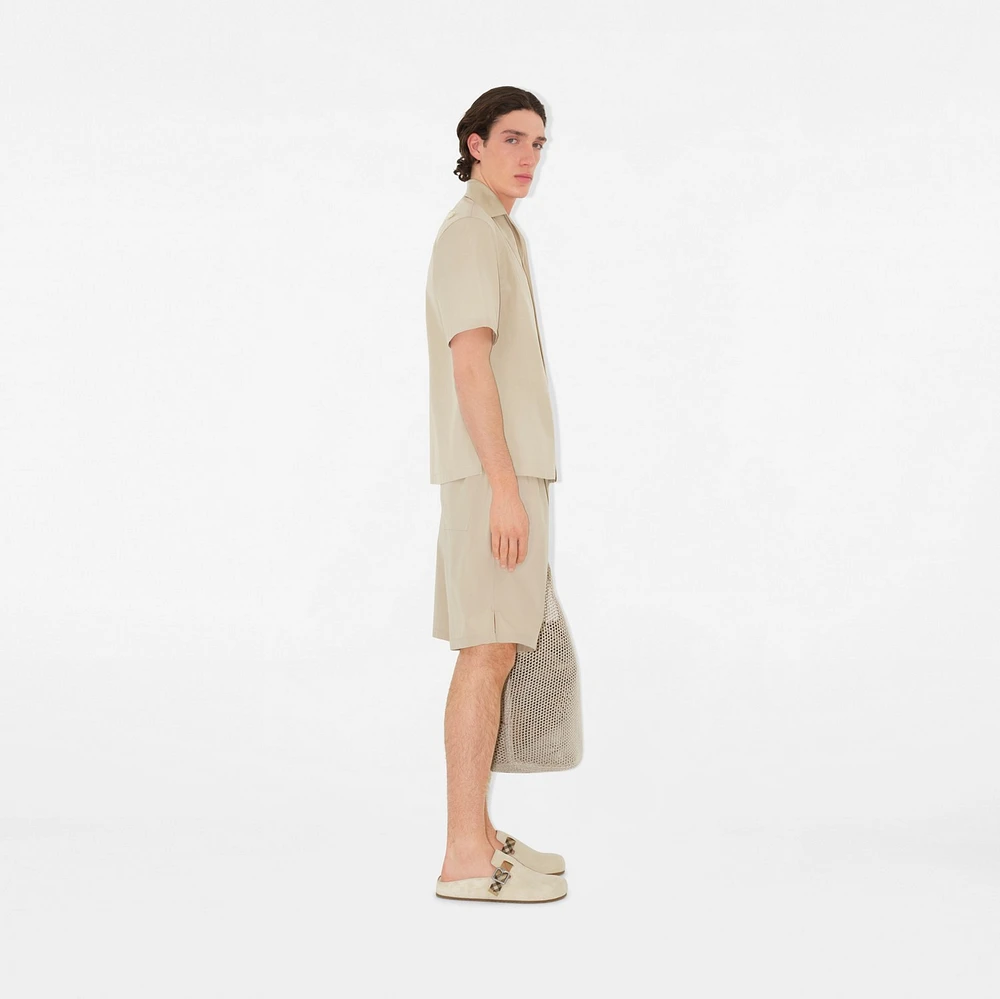 Relaxed Fit Knot Logo Cotton Poplin Shirt in Fossil - Men | Burberry® Official