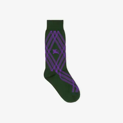 Check Cotton Blend Socks in Vine/royal | Burberry® Official