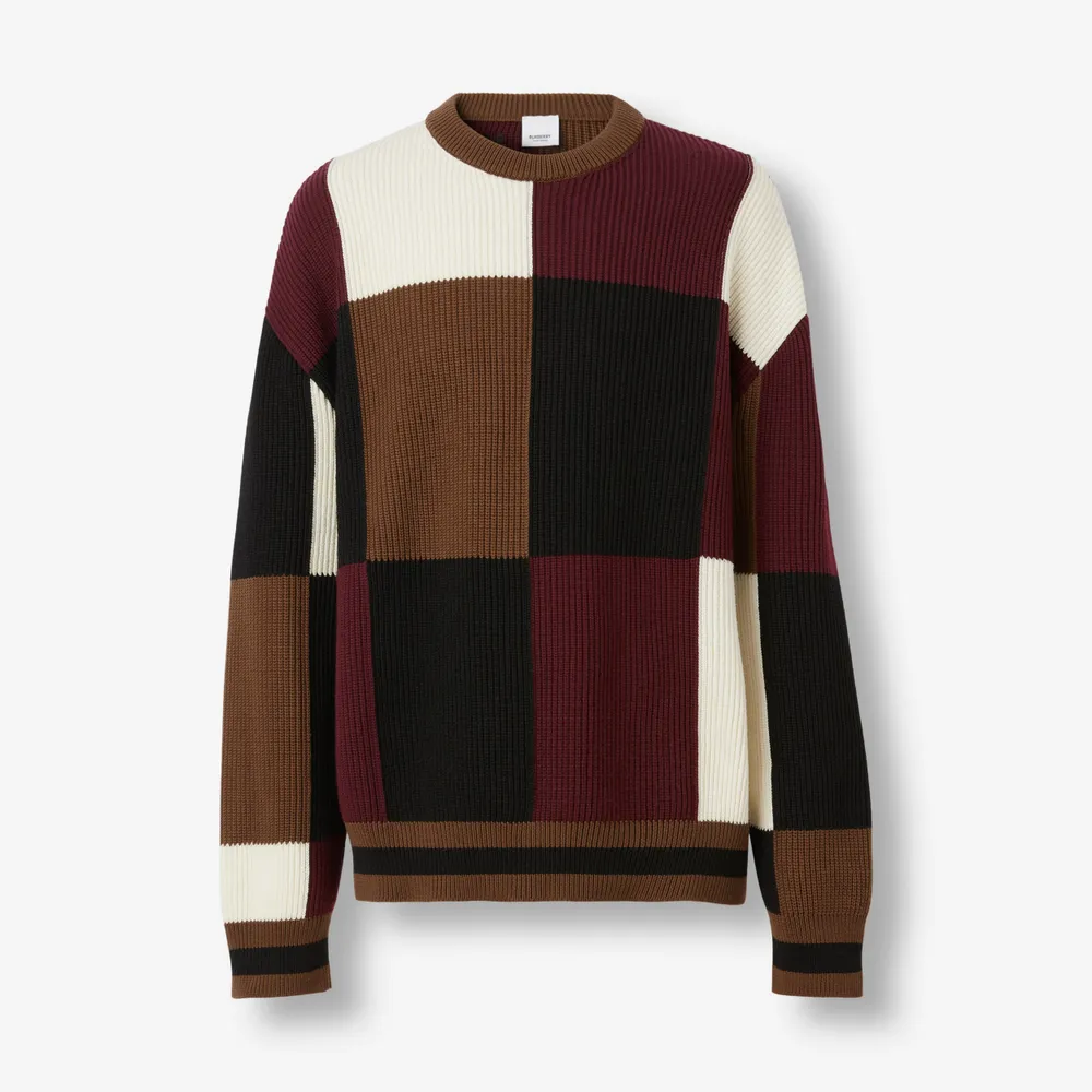 Burberry + Patchwork Wool Cotton Oversized Sweater Dark Birch Brown - Men |  Burberry® Official | Yorkdale Mall