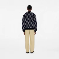 Check Wool Blend Bomber Jacket in Ink blue - Men | Burberry® Official