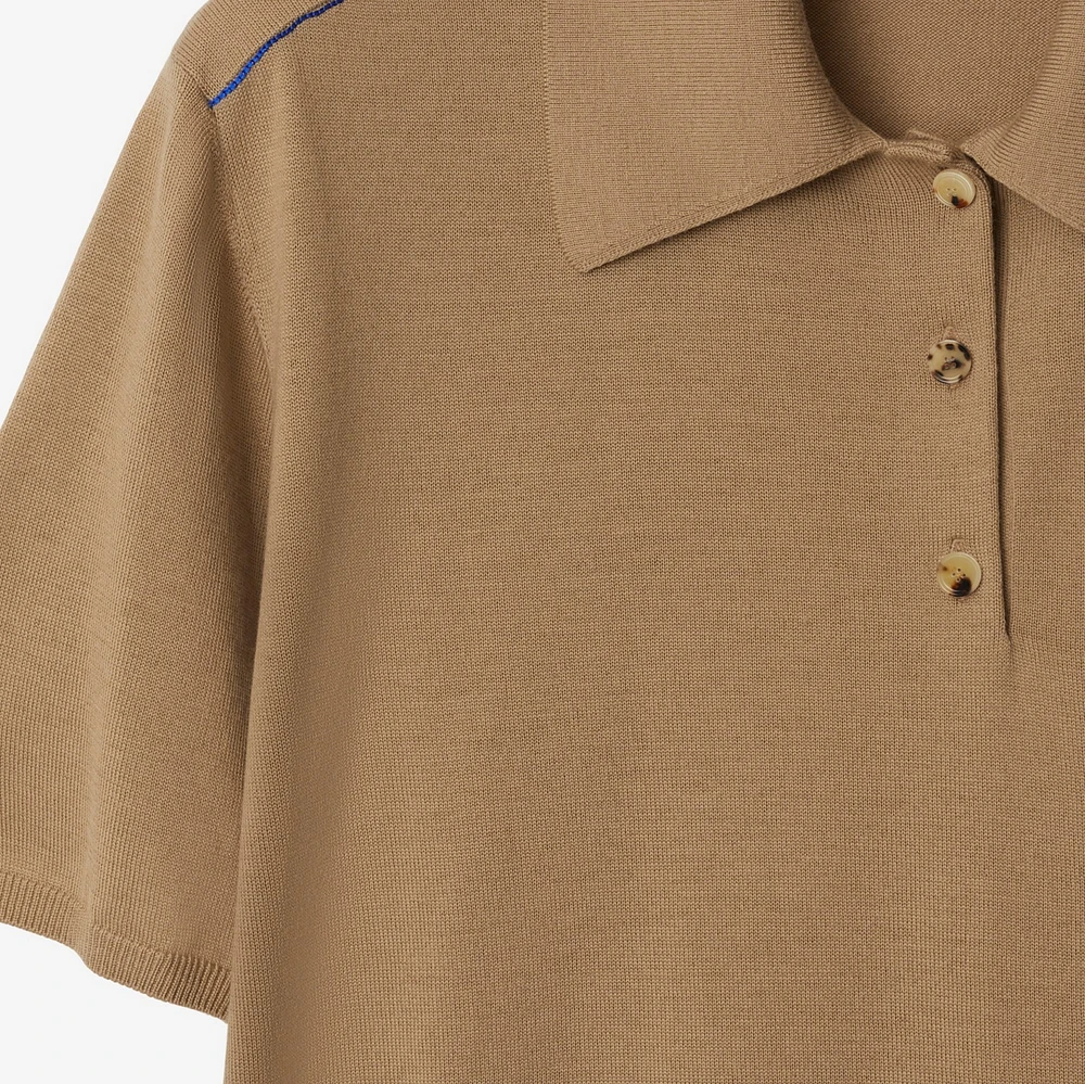 Wool Polo Shirt in Flax - Men | Burberry® Official