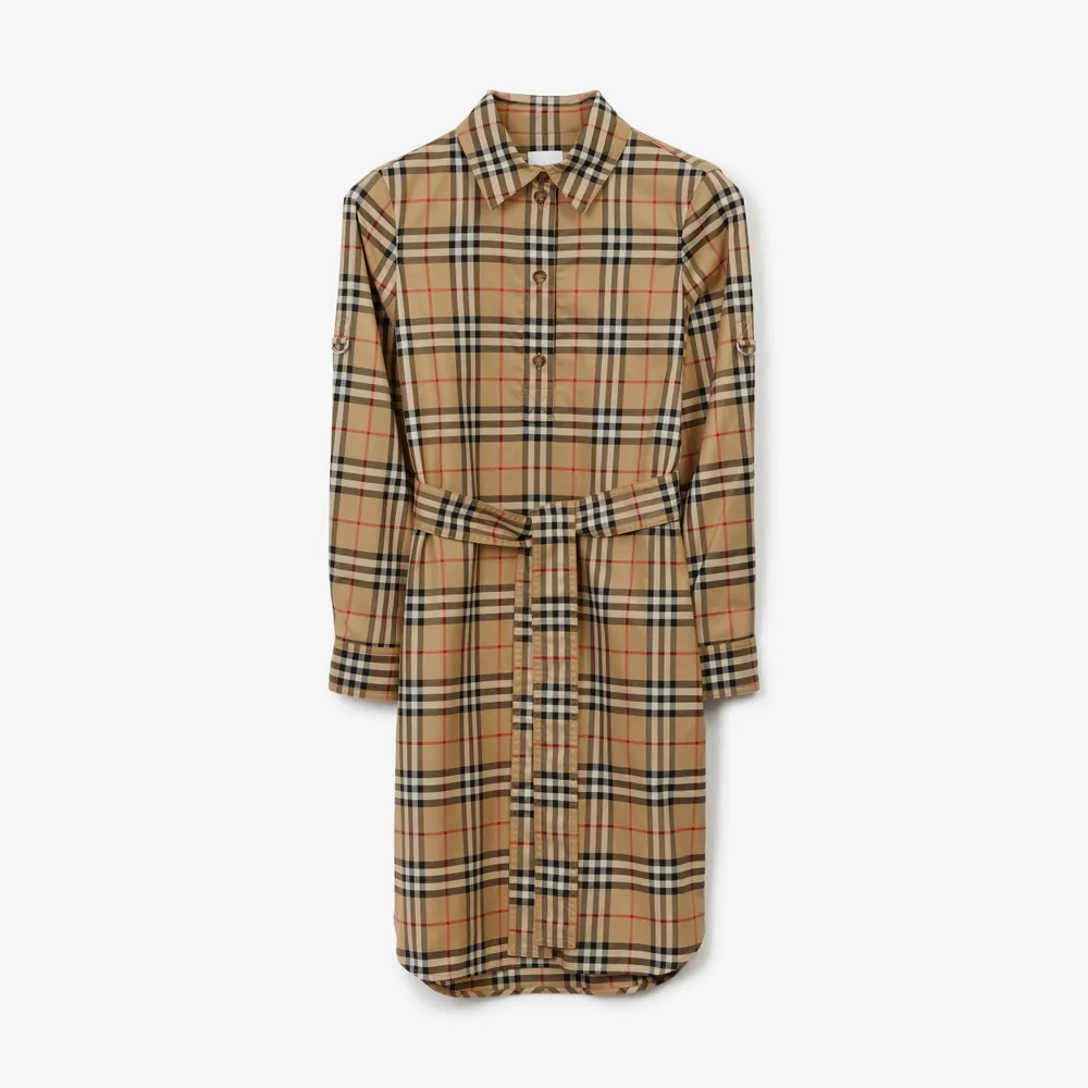 Burberry Vintage Check Cotton Tie-waist Shirt Dress Archive Beige - Women |  Burberry® Official | Yorkdale Mall